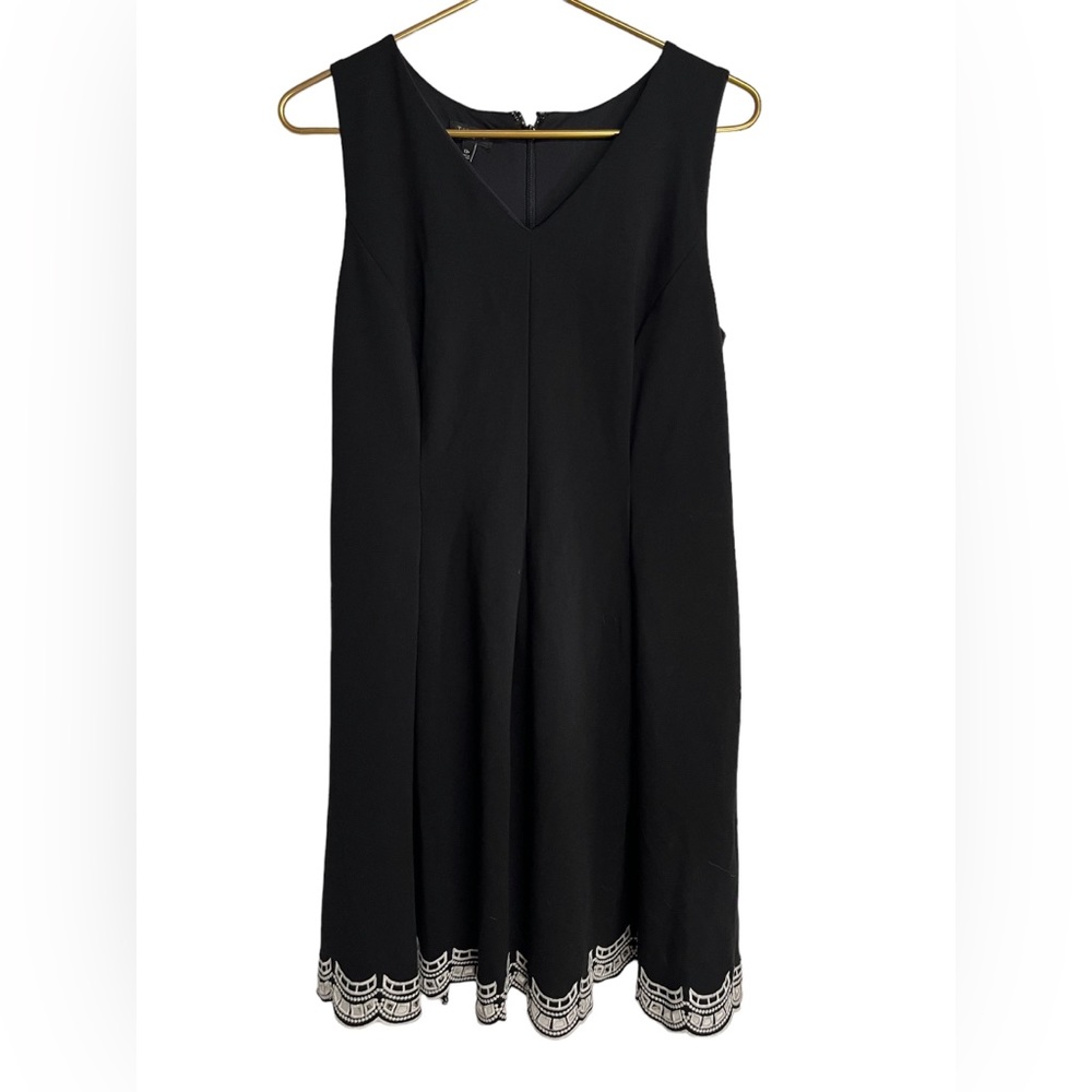 Talbots 12P black dress with white eyelet bottom and zip up back - Picture 1 of 7